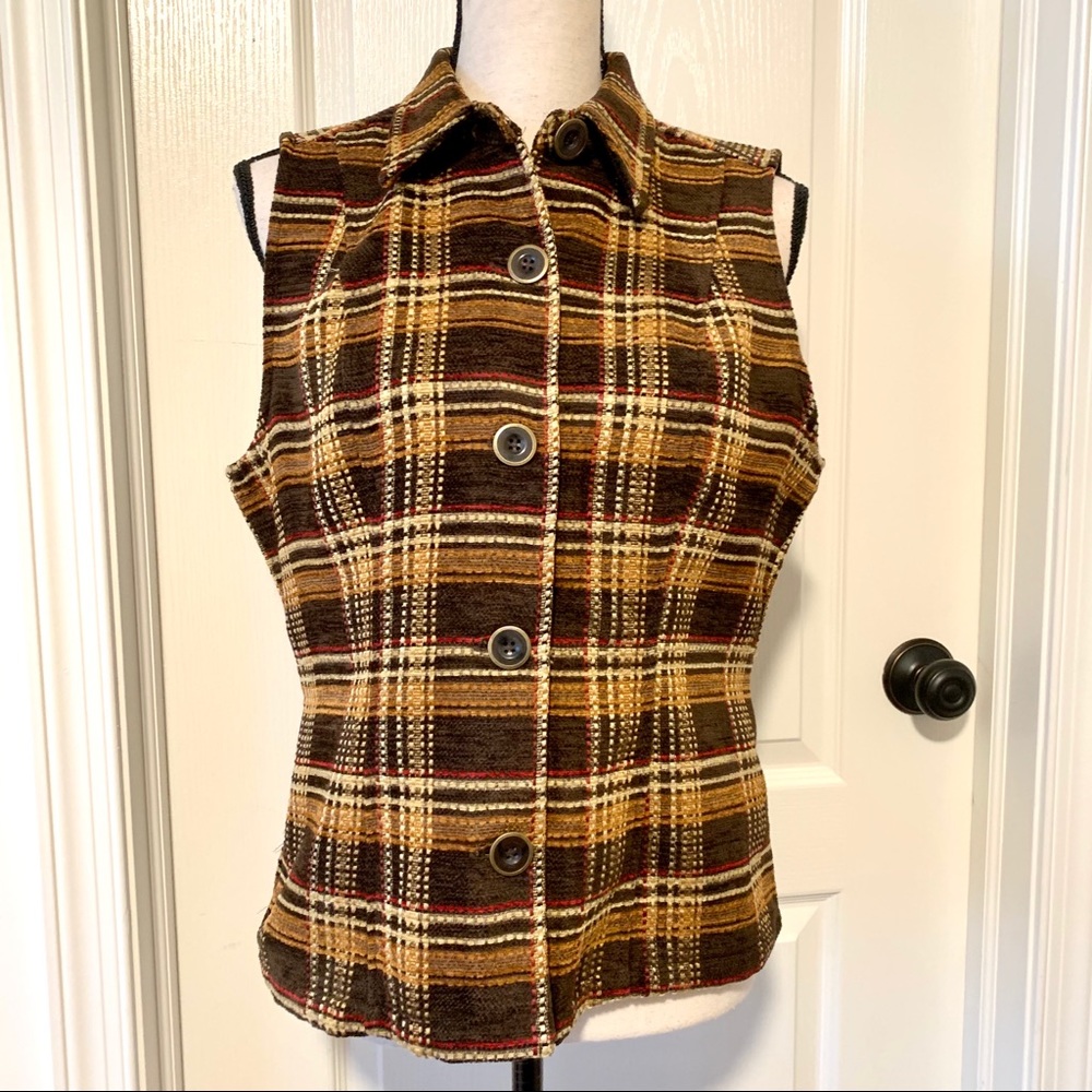 CHRISTOPHER & BANKS Sleeveless Plaid Vest—SZ. Med